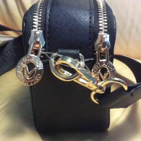 BNWT VALENTIO ORLANDI CROSSBODY/ SHOULDER BAG BLACK W/ GOLD HARDWARE GORGEOUS - Picture 9 of 11